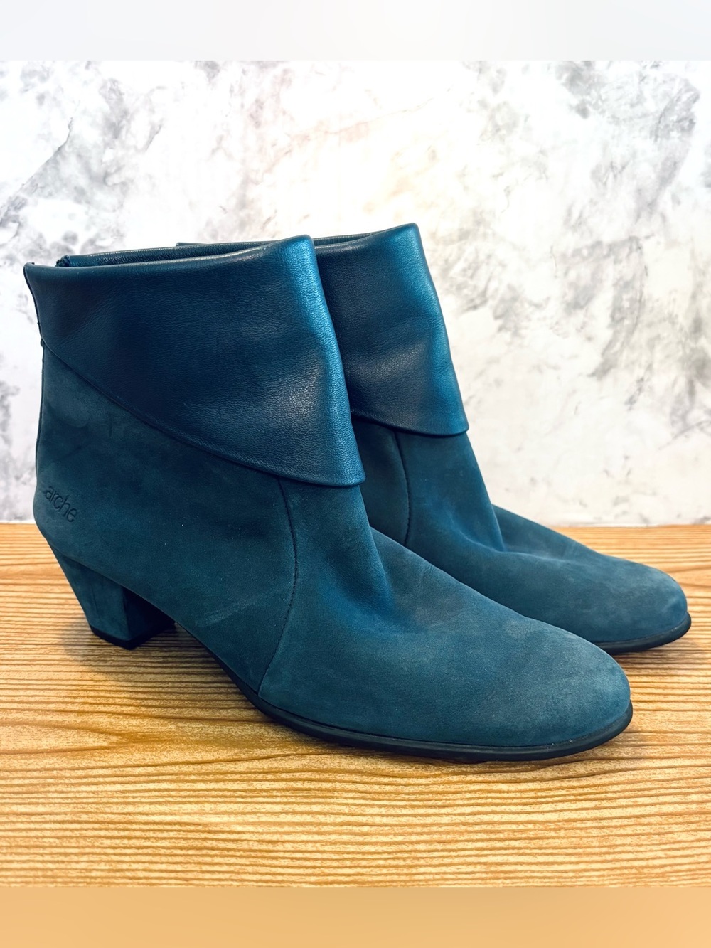 Arche Blue Leather Ankle Booties Boots Size EU 38